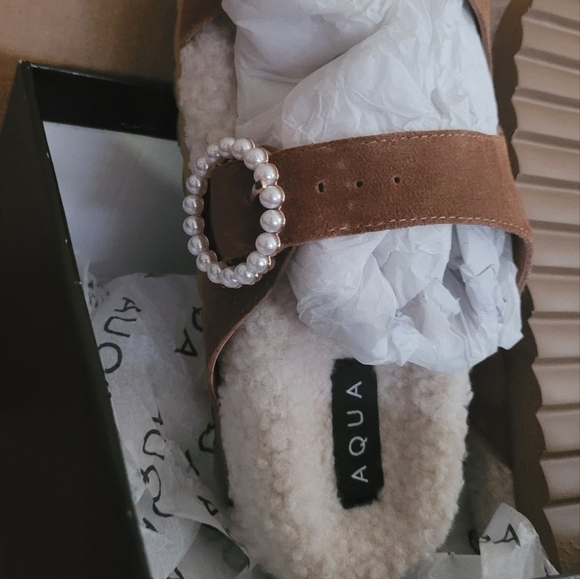 AQUA Private Label Bloomingdale's Exclusive Furry Embellished Sandal 8 T… - Picture 6 of 9